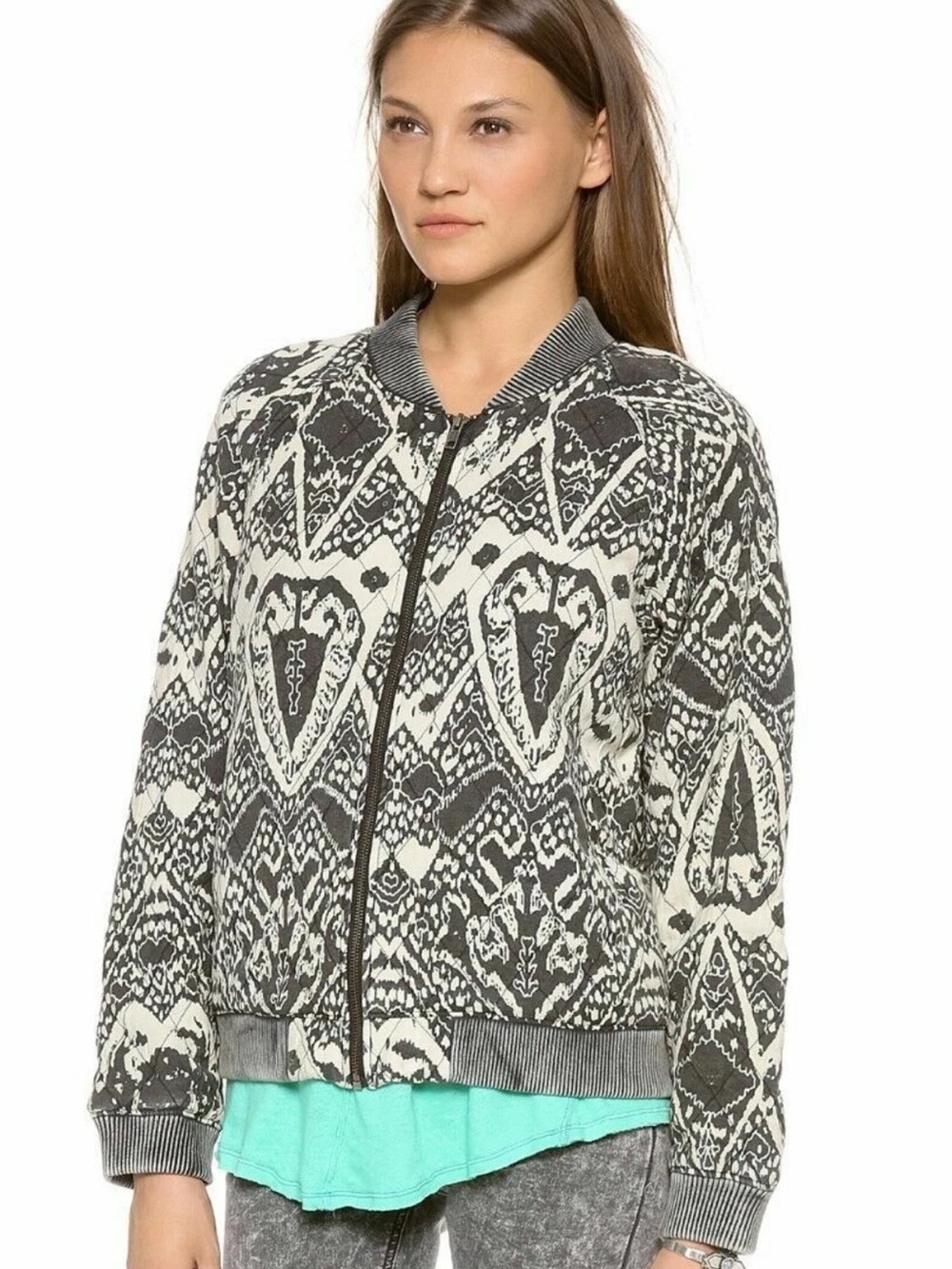 Free People quilted bomber jacket